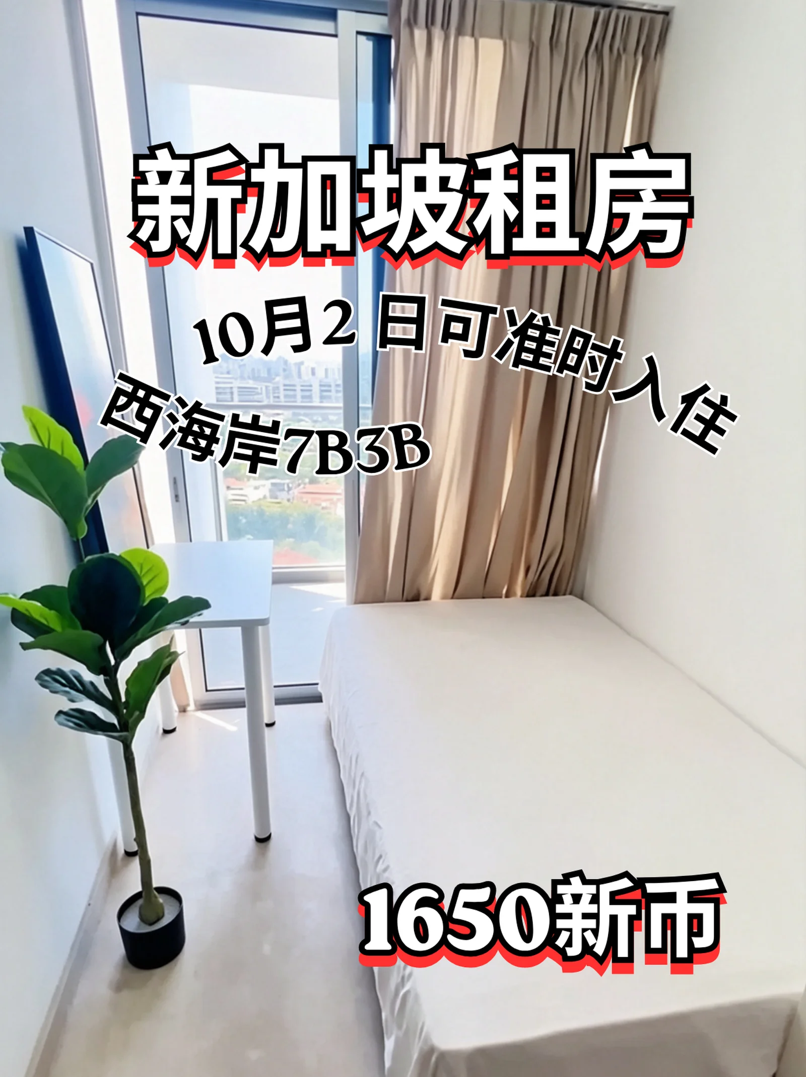 新加坡租房｜西海岸带阳台高层小房间✨采光