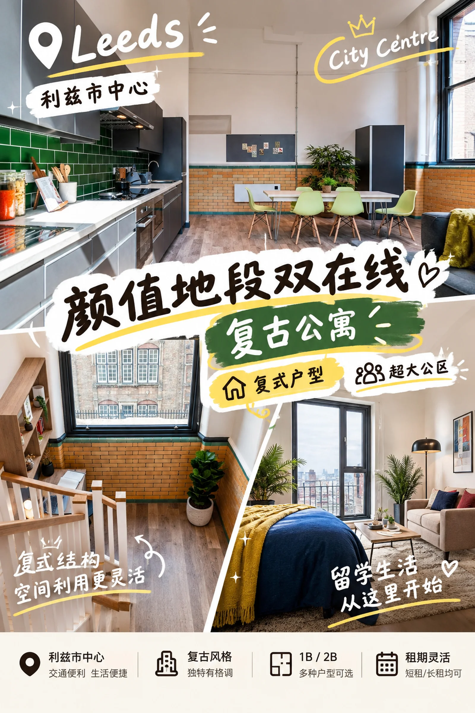 利兹租房|Leonardo🔥复式 Ensuite 谁懂!市中心复古公寓宝藏户型