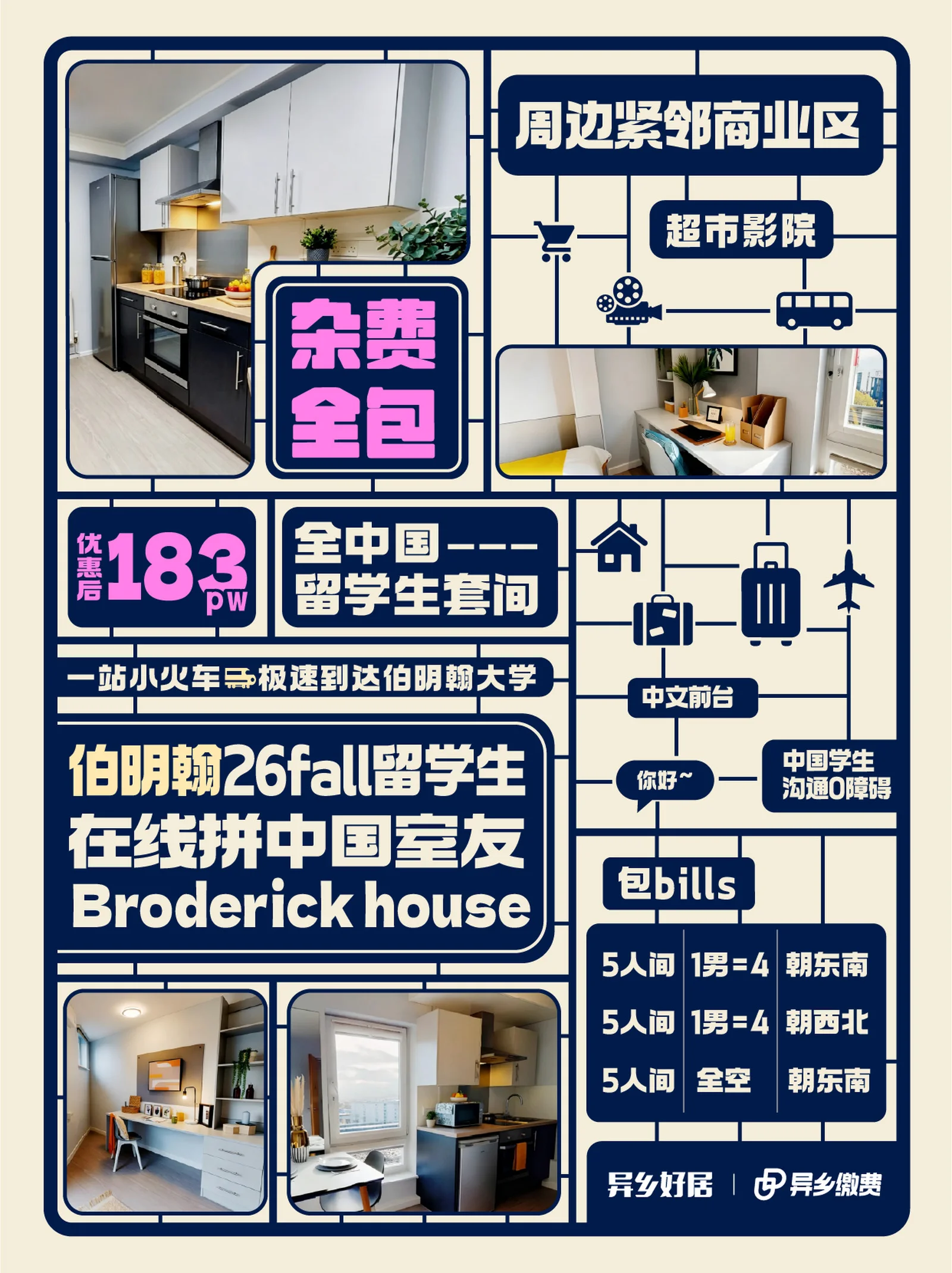 🔥伯明翰 26fall 租房✅Broderick House 全中国留学生套间