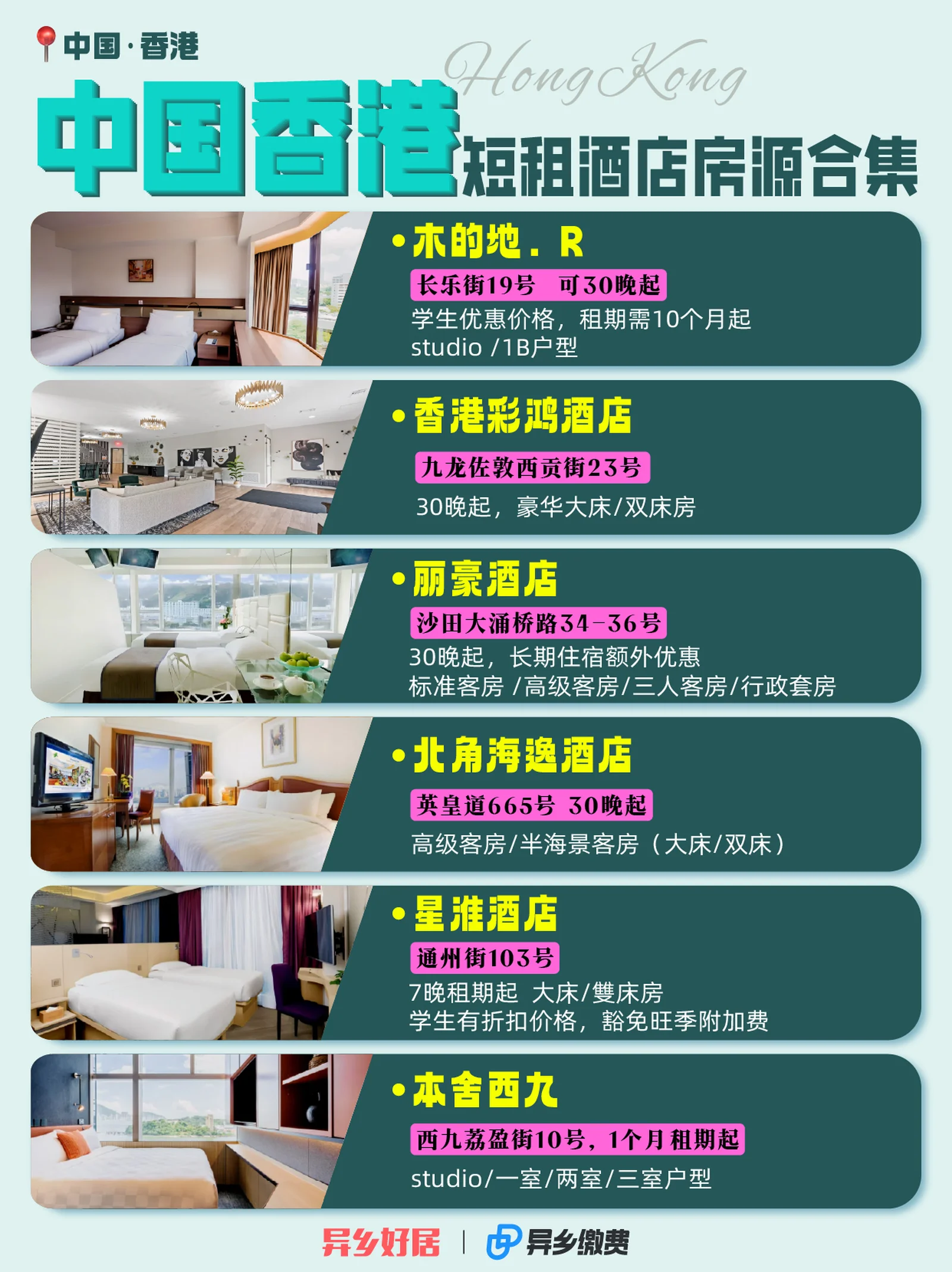 香港租房 | 精选6个短租酒店 7天+起租