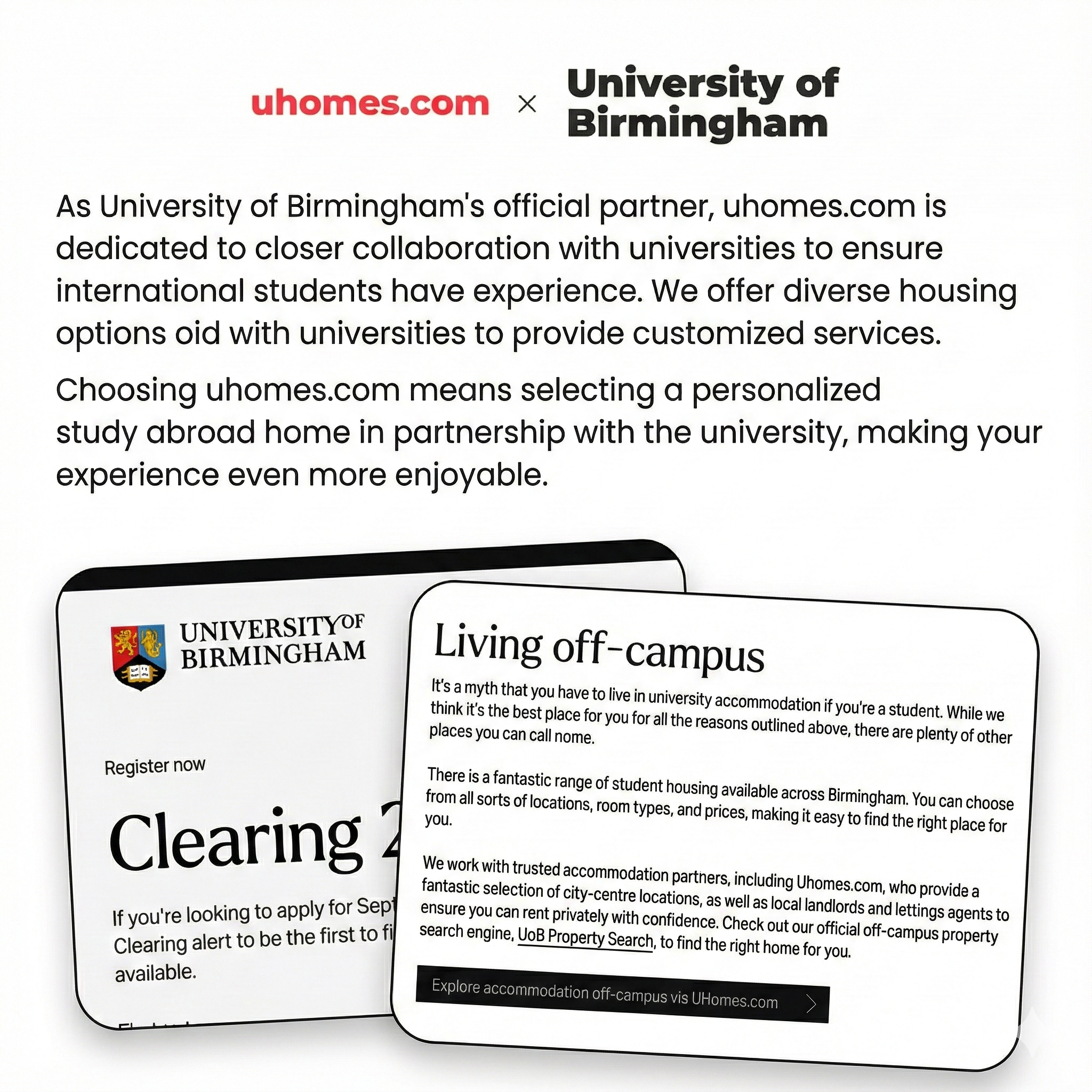 University of Birmingham Names uhomes.com Trusted Student Accommodation Partner-异乡好居