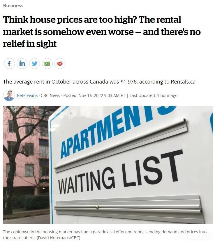 加拿大10月平均租房价已达$1,976！... -异乡好居